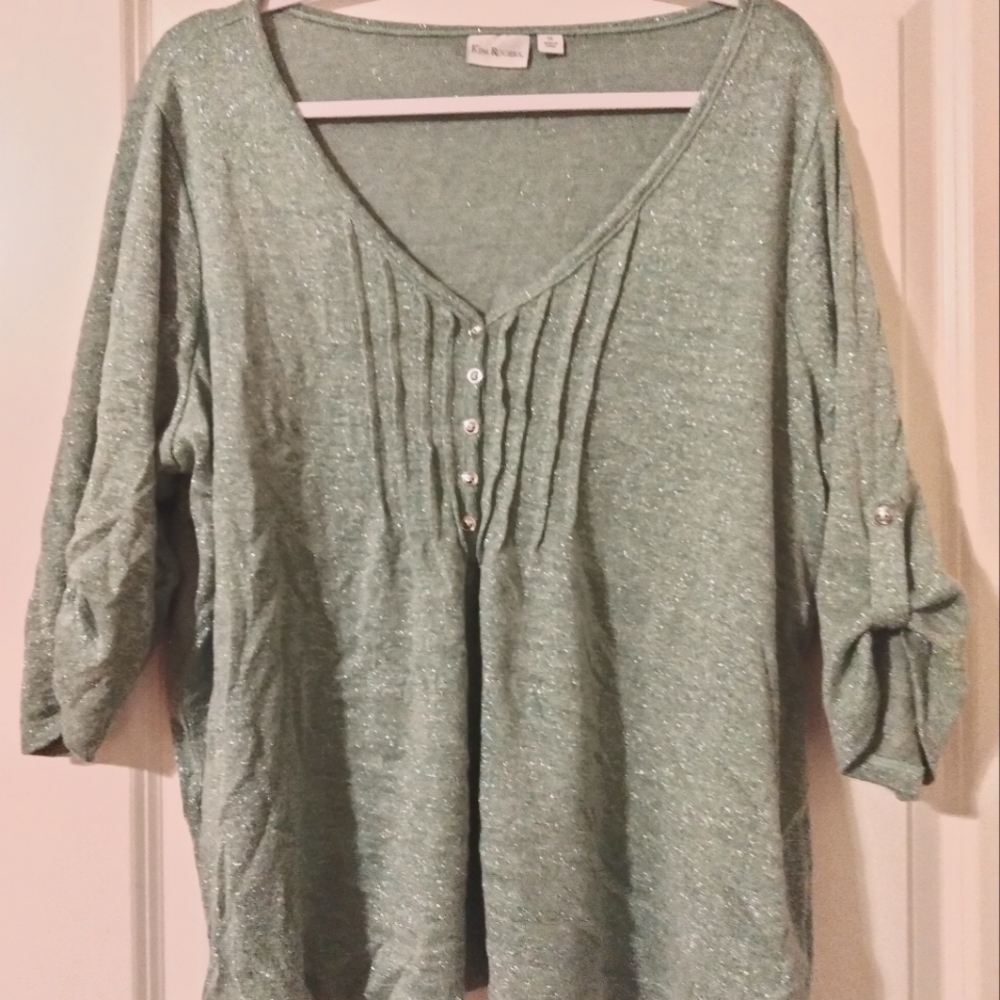 1X green sweater